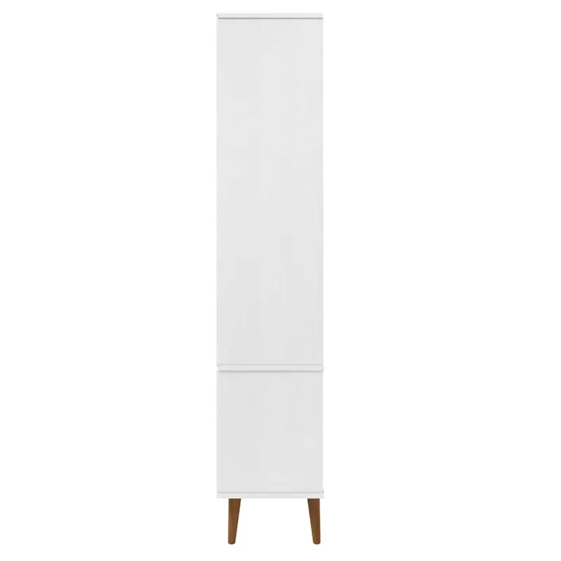 Vitrininė spintelė MOLDE, balta, 90x35x175cm, pušies masyvas