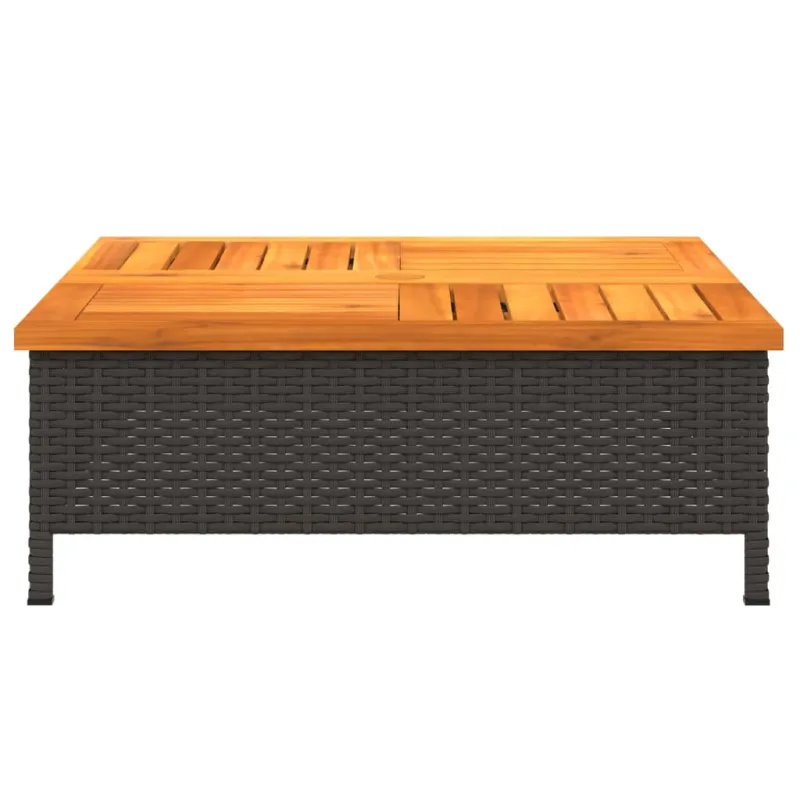 Soodilaud, must, 70x70x25cm, rattan ja akatsiapuit