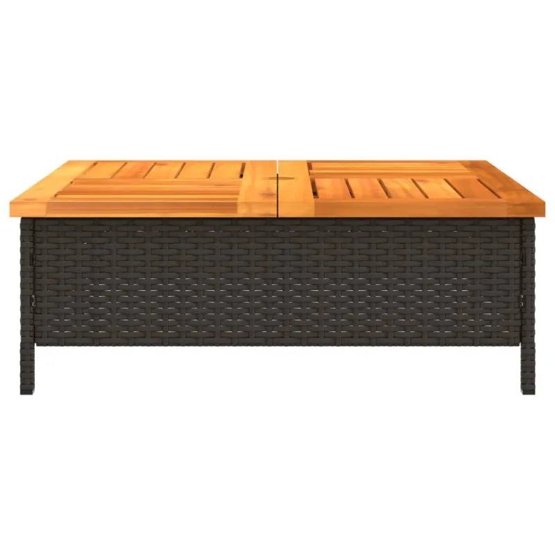 Soodilaud, must, 70x70x25cm, rattan ja akatsiapuit