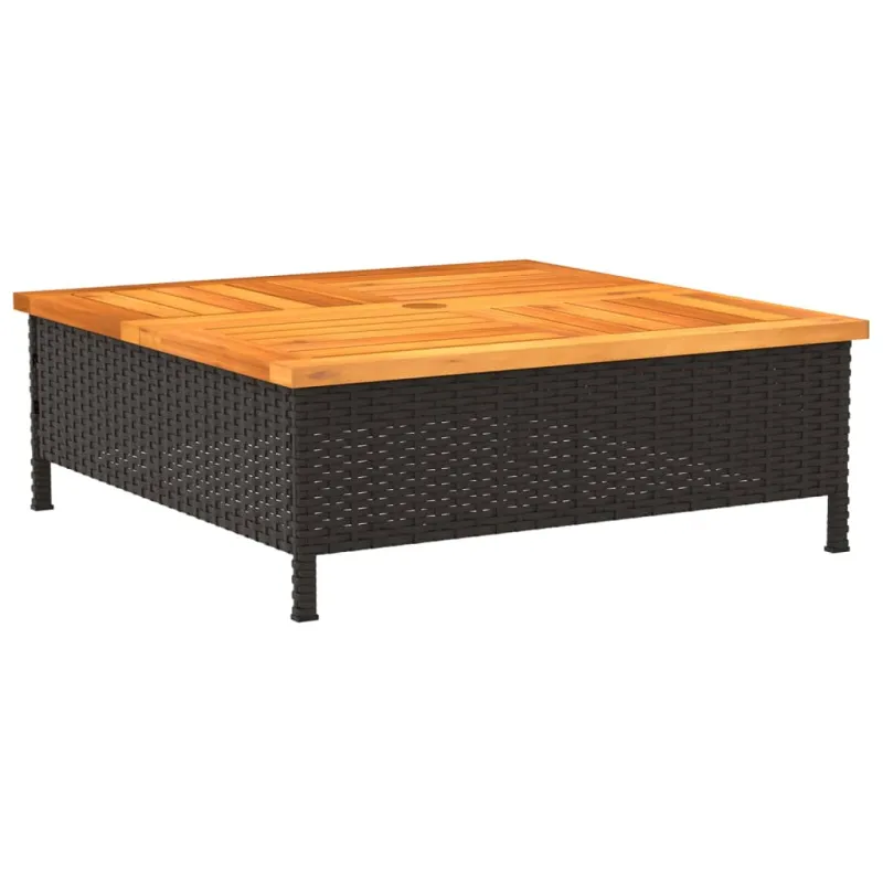 Soodilaud, must, 70x70x25cm, rattan ja akatsiapuit