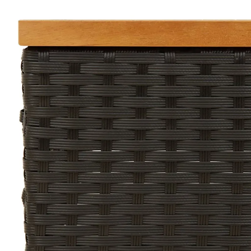 Soodilaud, must, 70x70x25cm, rattan ja akatsiapuit