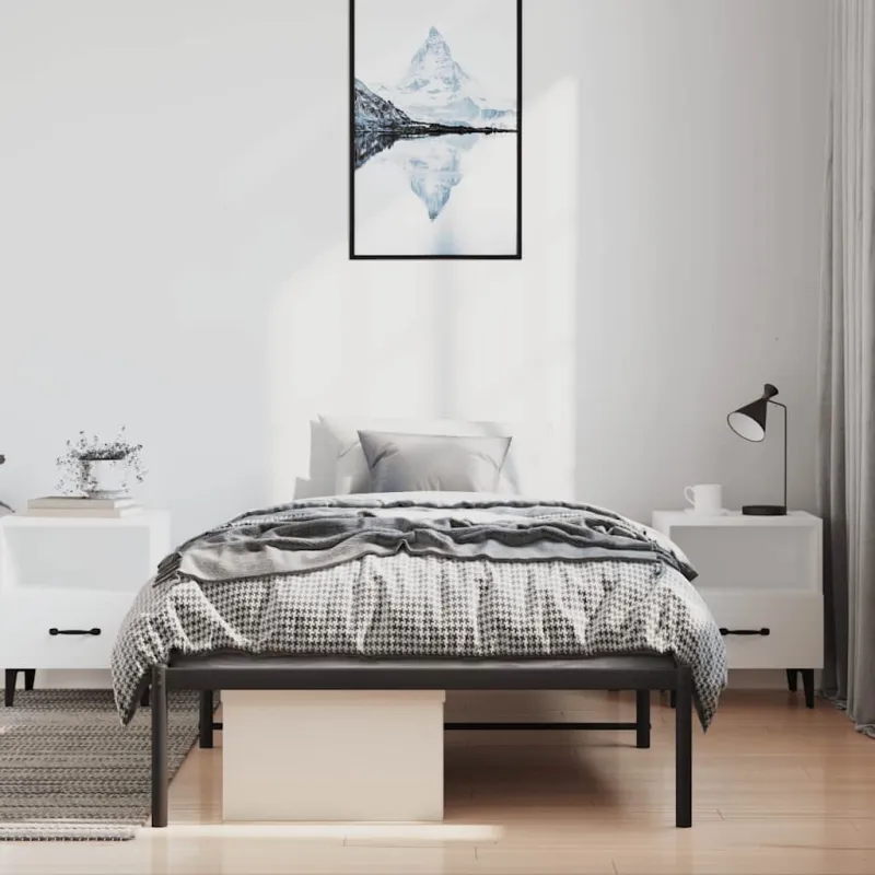 Metalinis lovos rėmas, juodos spalvos, 100x200cm