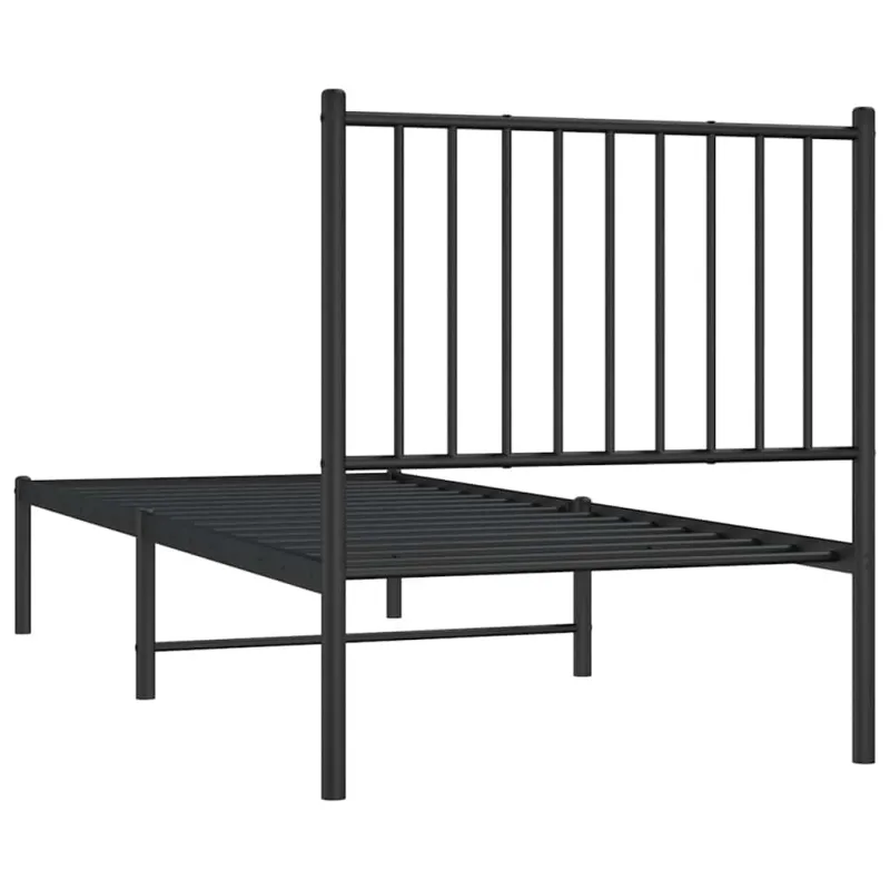 Metalinis lovos rėmas su galvūgaliu, juodos spalvos, 75x190cm
