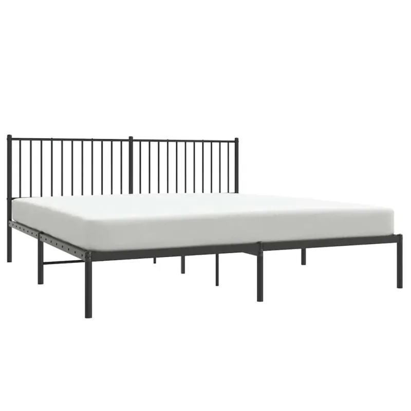 Metalinis lovos rėmas su galvūgaliu, juodos spalvos, 183x213cm