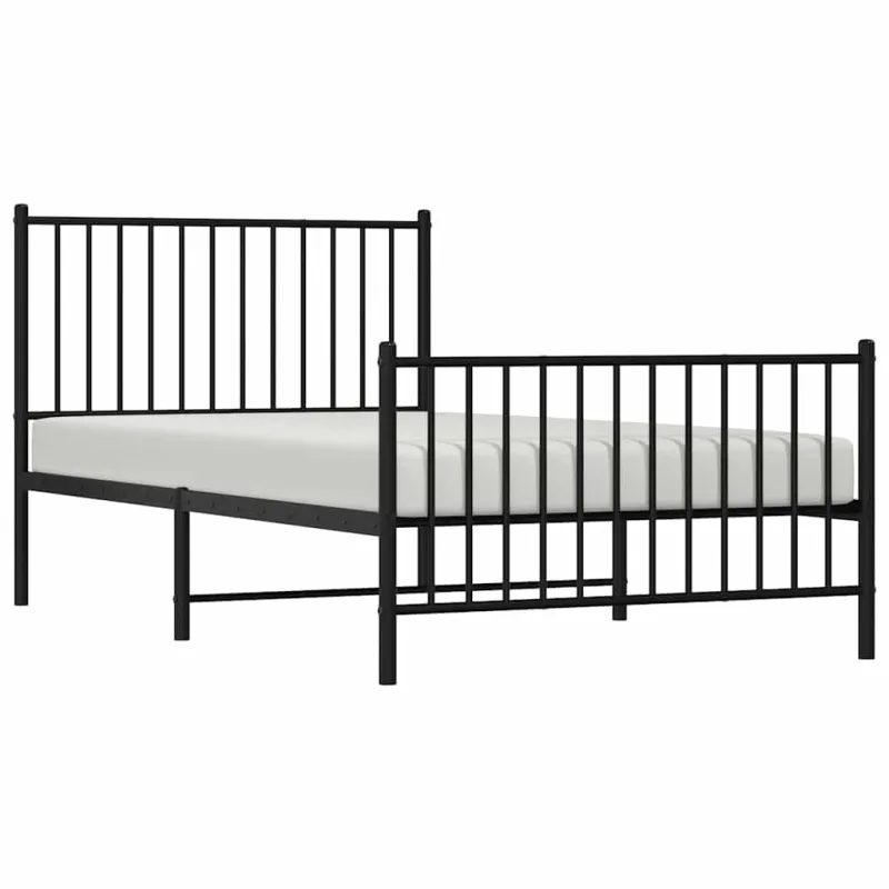 Lovos rėmas su galvūgaliu/kojūgaliu, juodas, 100x190cm, metalas