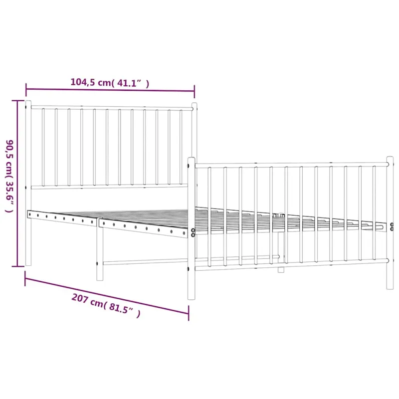 Lovos rėmas su galvūgaliu/kojūgaliu, juodas, 100x200cm, metalas
