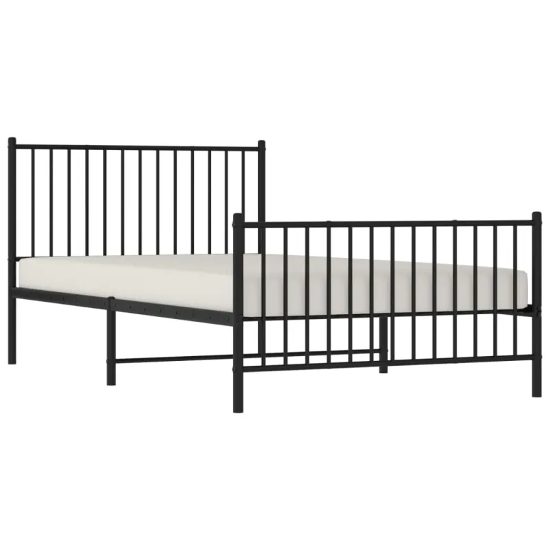 Lovos rėmas su galvūgaliu/kojūgaliu, juodas, 107x203cm, metalas