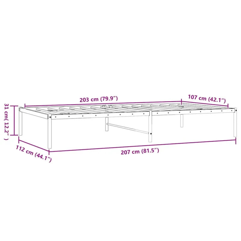 Metalinis lovos rėmas, baltos spalvos, 107x203 cm