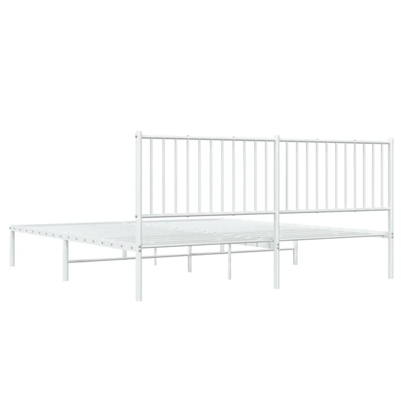 Metalinis lovos rėmas su galvūgaliu, baltos spalvos, 183x213cm