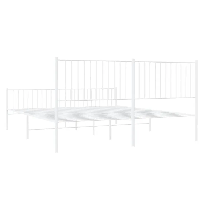 Lovos rėmas su galvūgaliu/kojūgaliu, baltas, 183x213cm, metalas