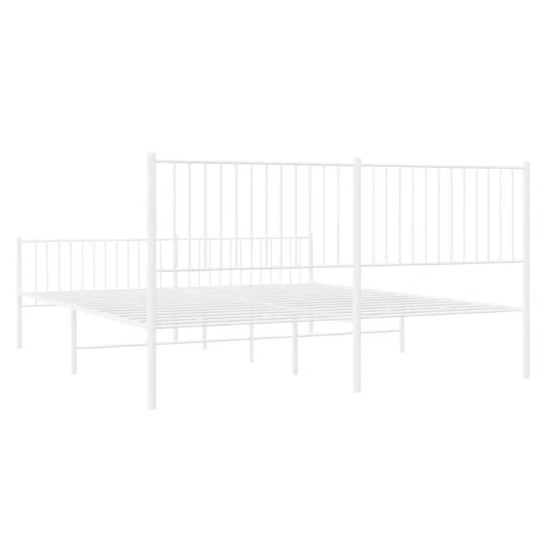 Lovos rėmas su galvūgaliu/kojūgaliu, baltas, 200x200cm, metalas