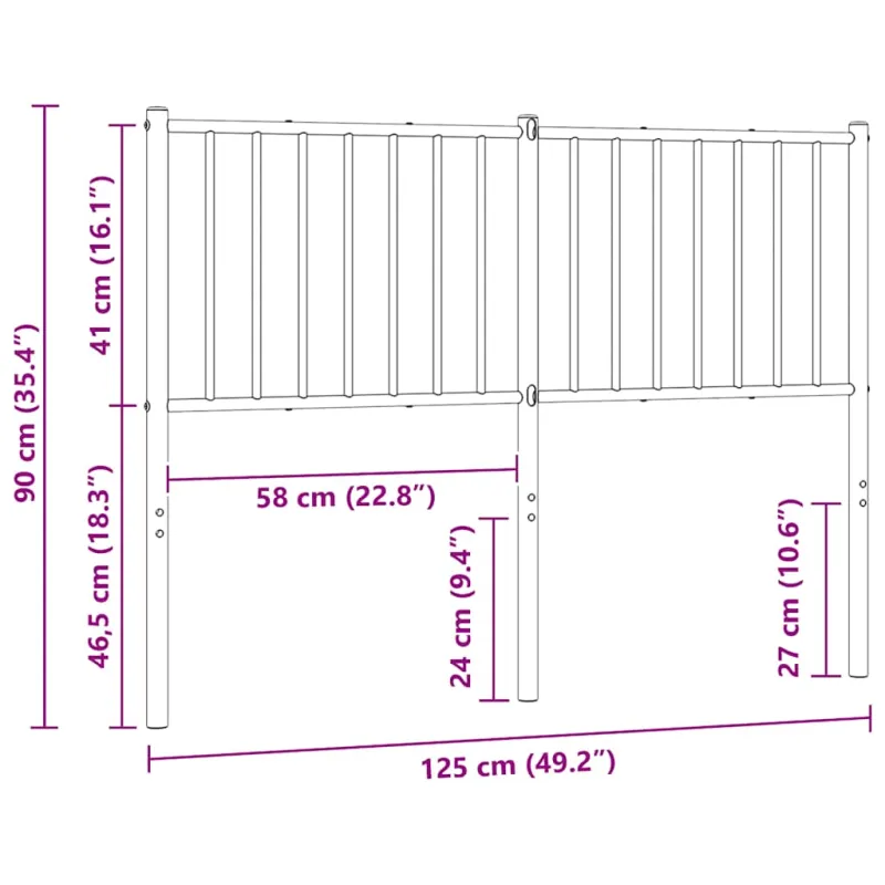 Metalinis pakaitinis galvūgalis, baltos spalvos, 120cm