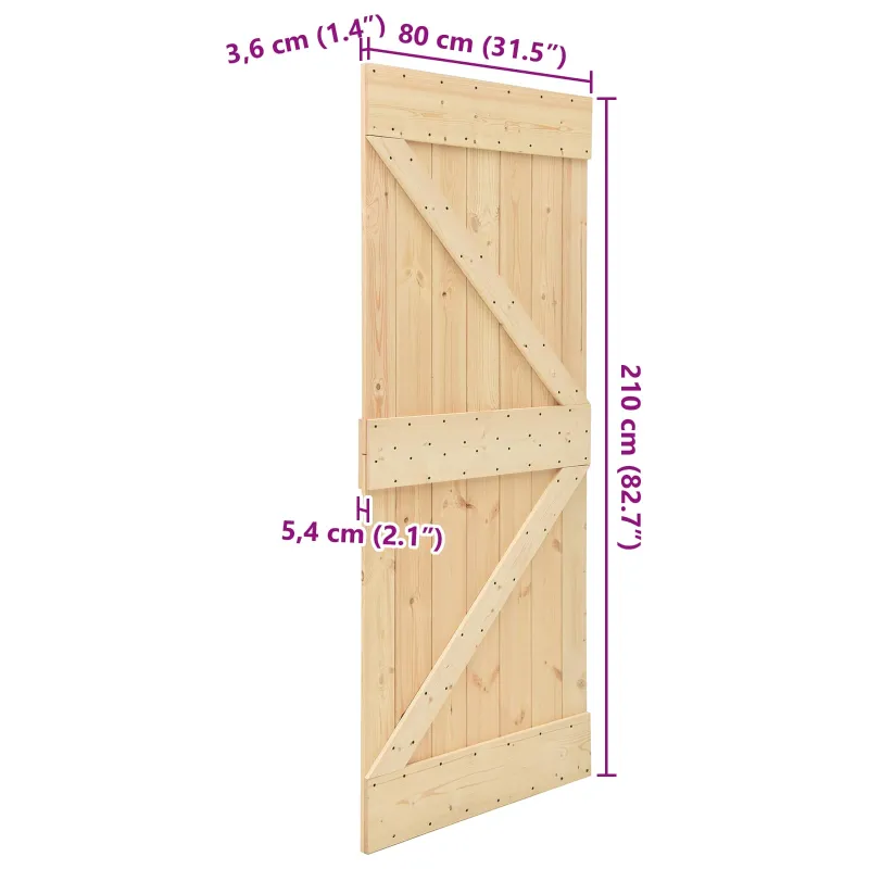 Duris NARVIK Natūrali 80 x 210 cm Kietos pušies medžio durys