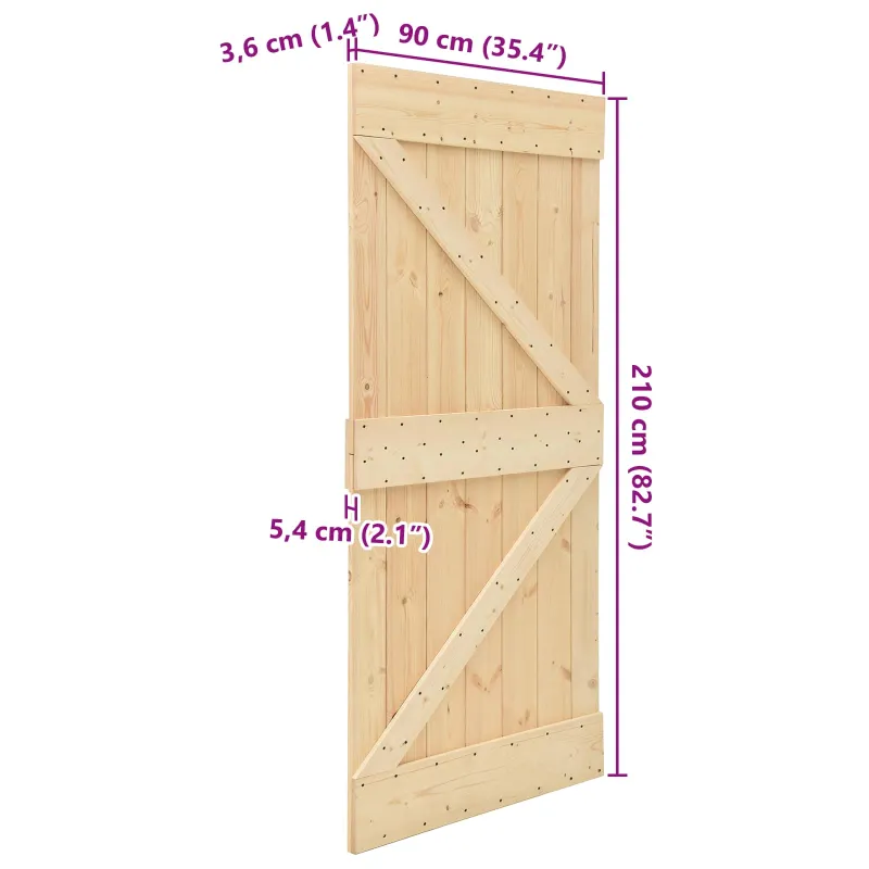 Duris NARVIK Natūrali 90 x 210 cm Kietos pušies medžio durys