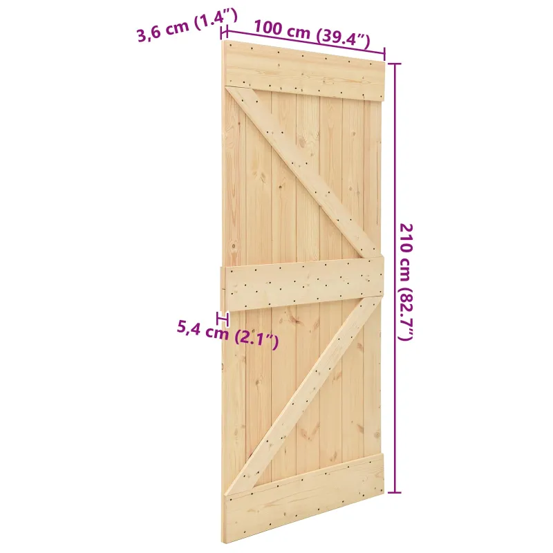 Duris NARVIK Natūrali 100 x 210 cm Kietos pušies medžio durys