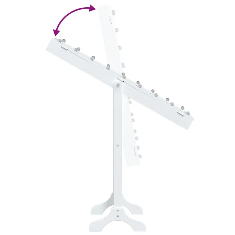 Laisvai pastatomas veidrodis su LED, baltas, 34x37x146cm