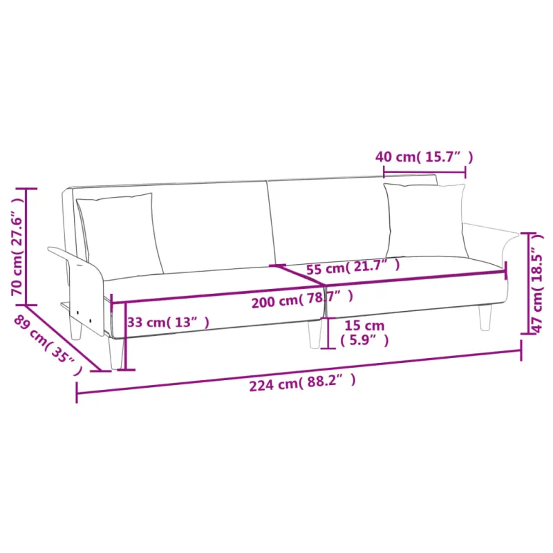 Sofa-lova su porankiais, šviesiai pilkos spalvos, audinys