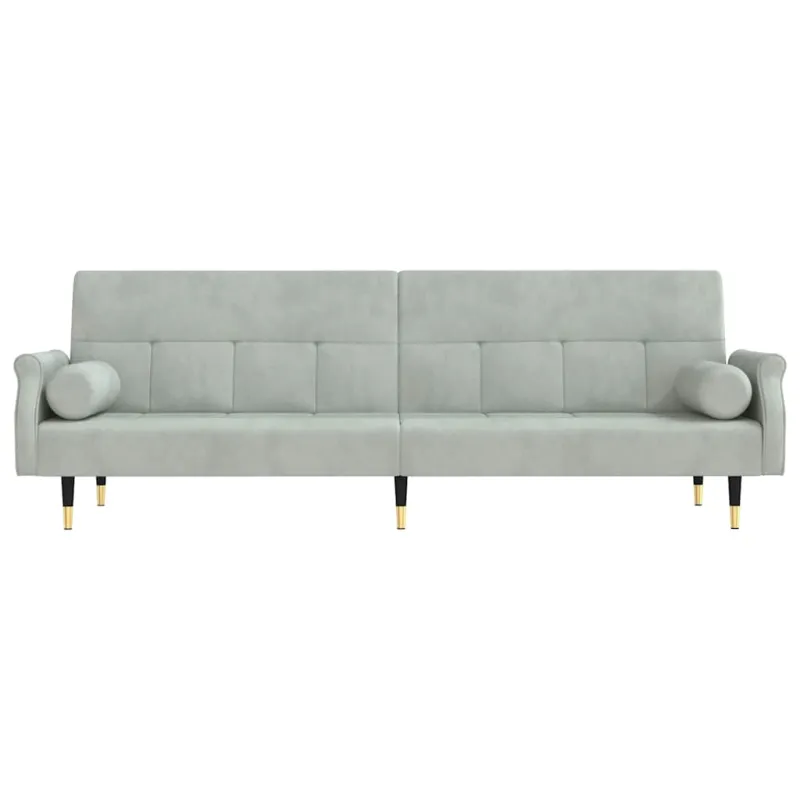 Sofa-lova su pagalvėlėmis, šviesiai pilkos spalvos, aksomas