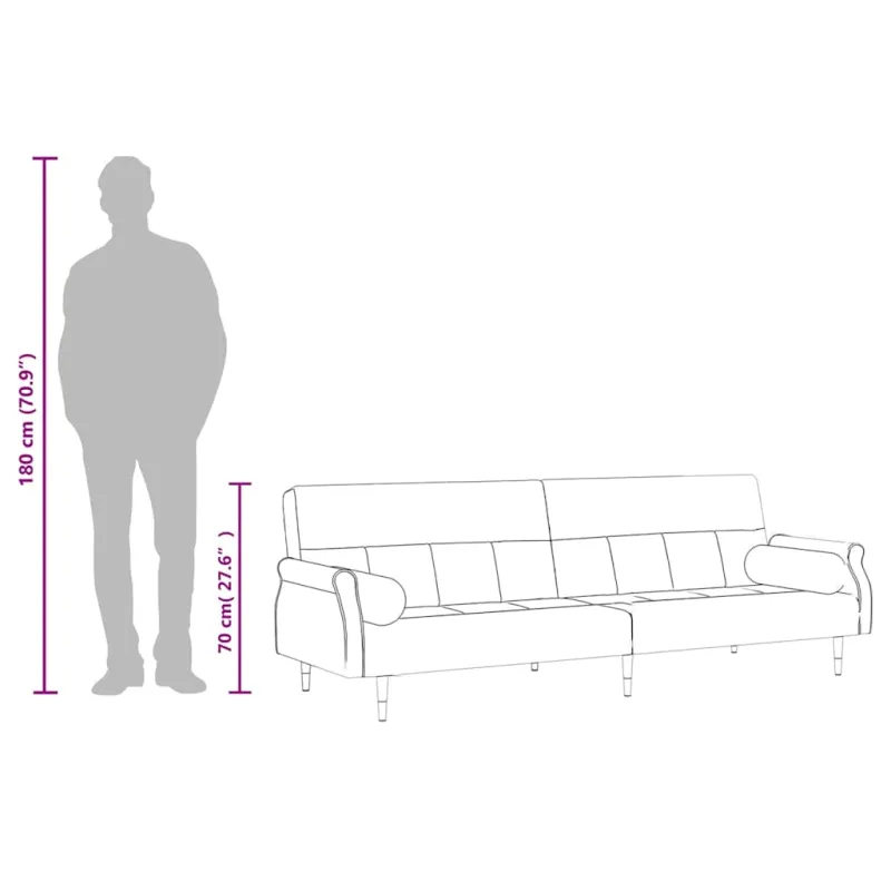 Sofa-lova su pagalvėlėmis, juodos spalvos, aksomas