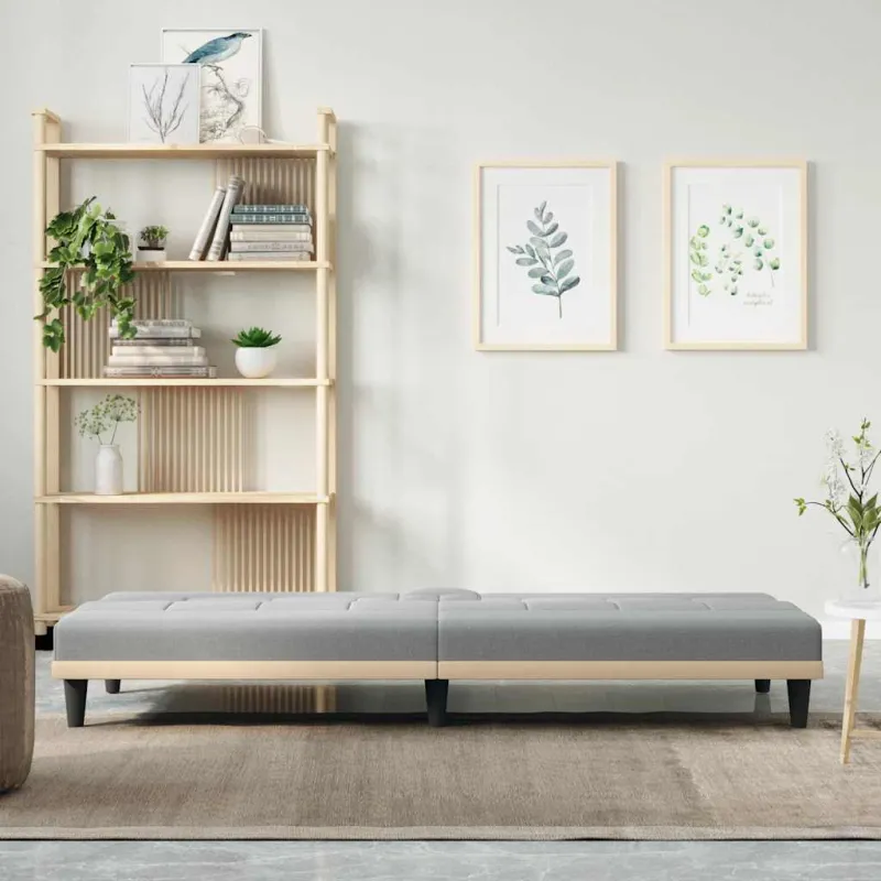 Sofa-lova su puodelių laikikliais, šviesiai pilka, audinys