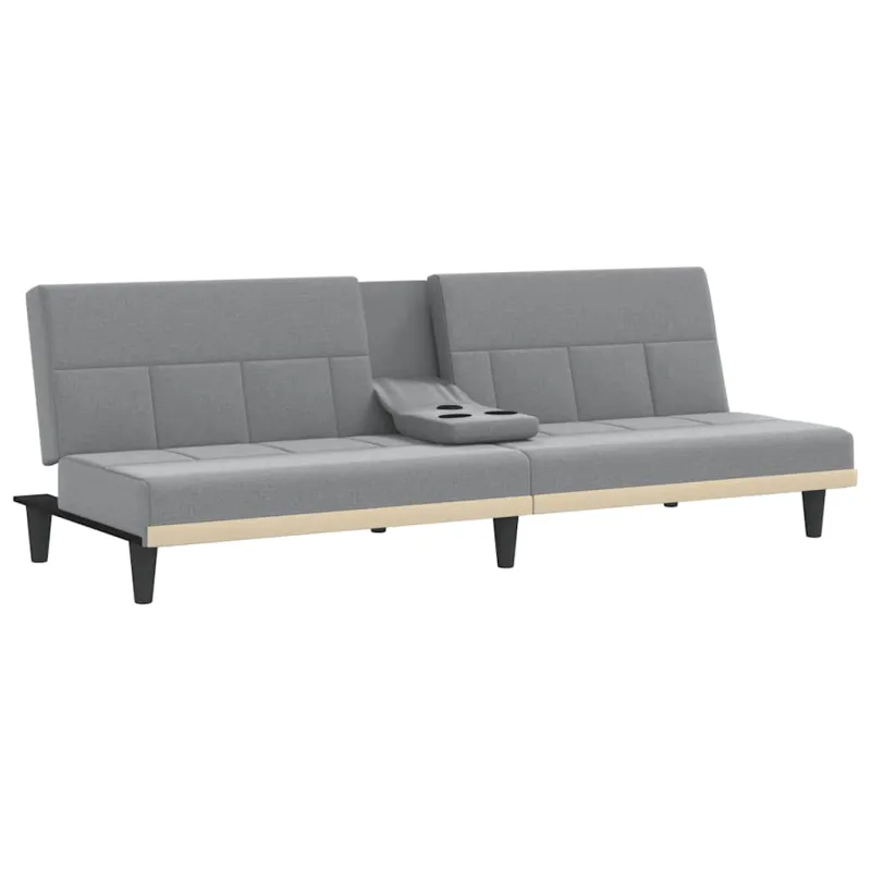 Sofa-lova su puodelių laikikliais, šviesiai pilka, audinys