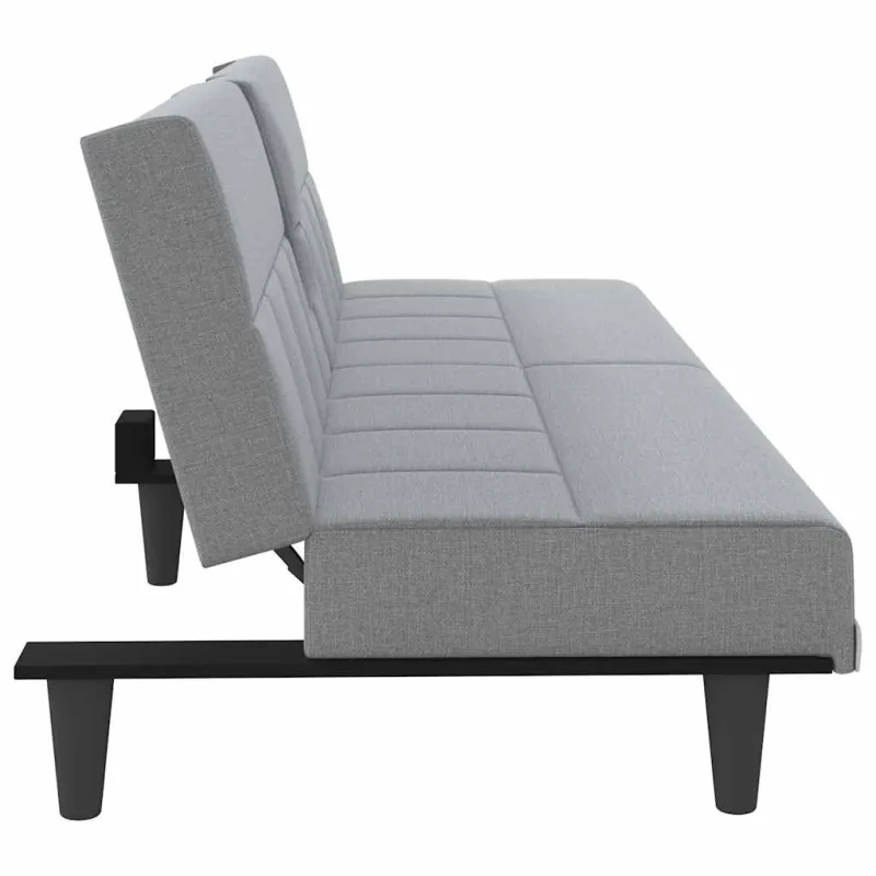 Sofa-lova su puodelių laikikliais, šviesiai pilka, audinys