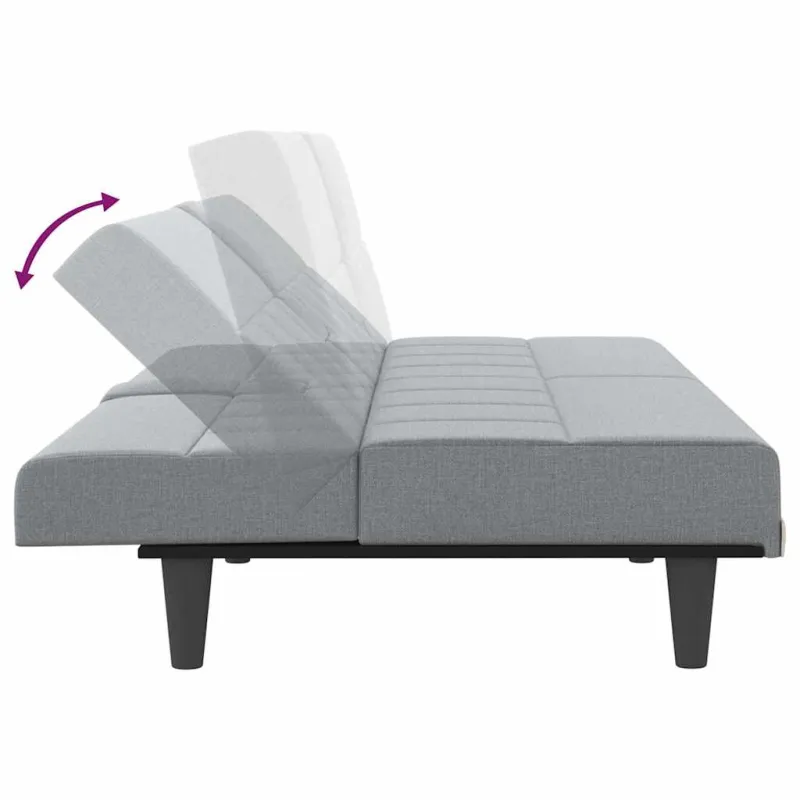 Sofa-lova su puodelių laikikliais, šviesiai pilka, audinys