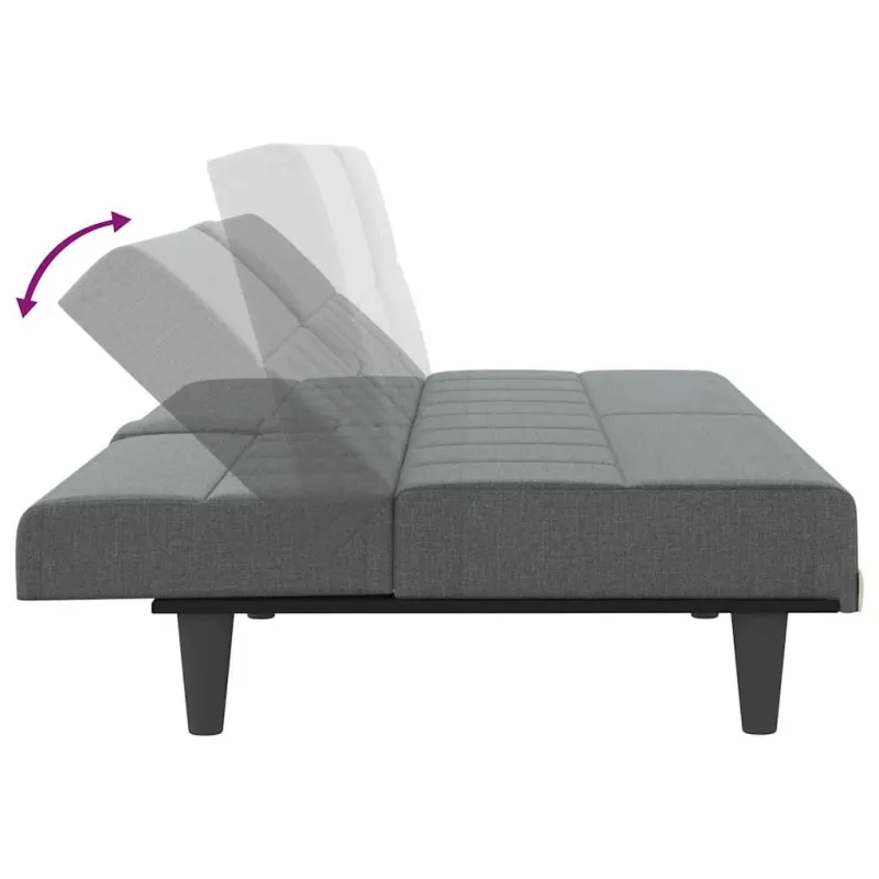 Sofa-lova su puodelių laikikliais, tamsiai pilka, audinys