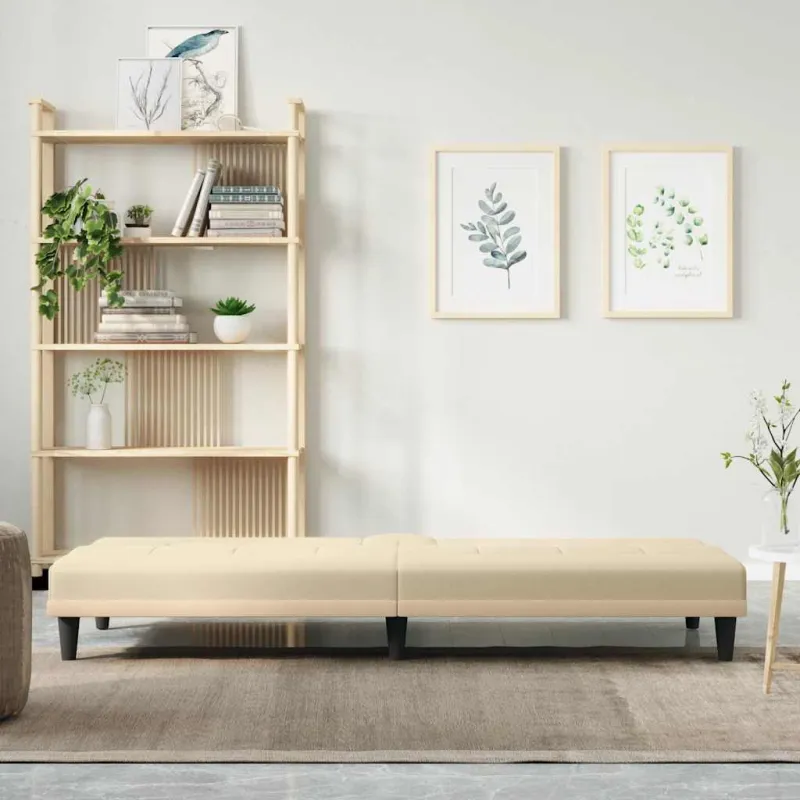 Sofa-lova su puodelių laikikliais, kreminės spalvos, audinys