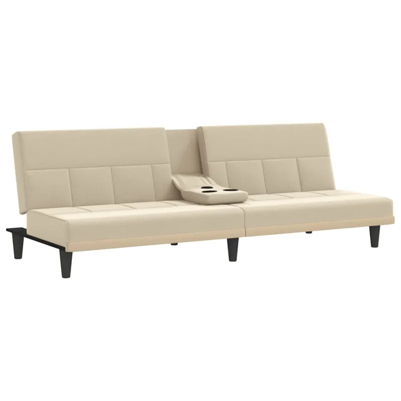 Sofa-lova su puodelių laikikliais, kreminės spalvos, audinys