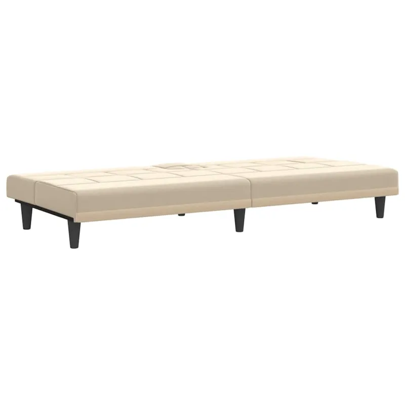 Sofa-lova su puodelių laikikliais, kreminės spalvos, audinys