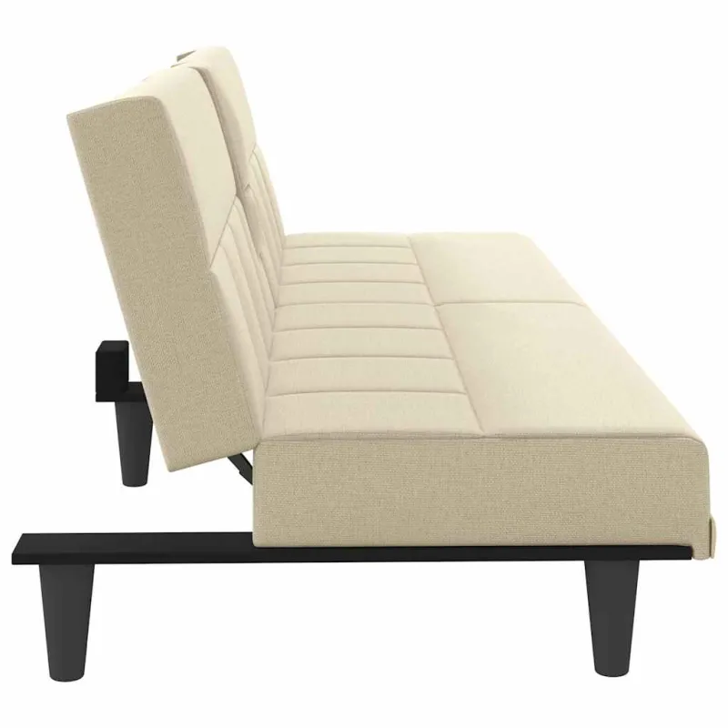 Sofa-lova su puodelių laikikliais, kreminės spalvos, audinys