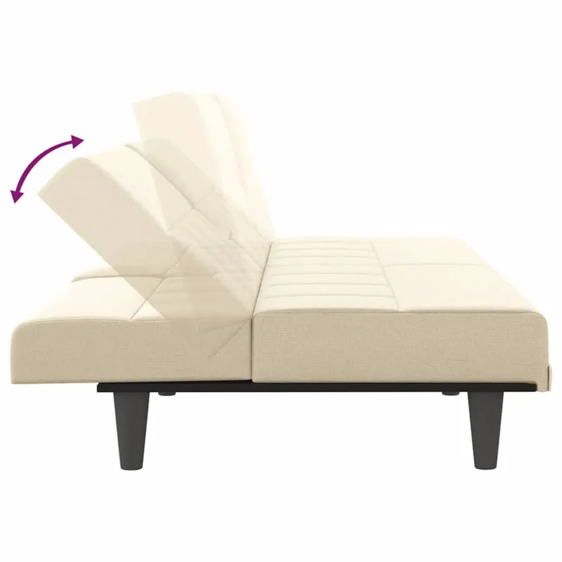 Sofa-lova su puodelių laikikliais, kreminės spalvos, audinys