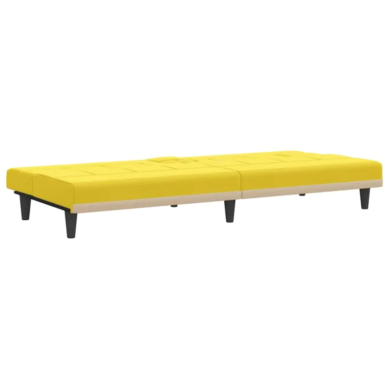 Sofa-lova su puodelių laikikliais, šviesiai geltona, audinys