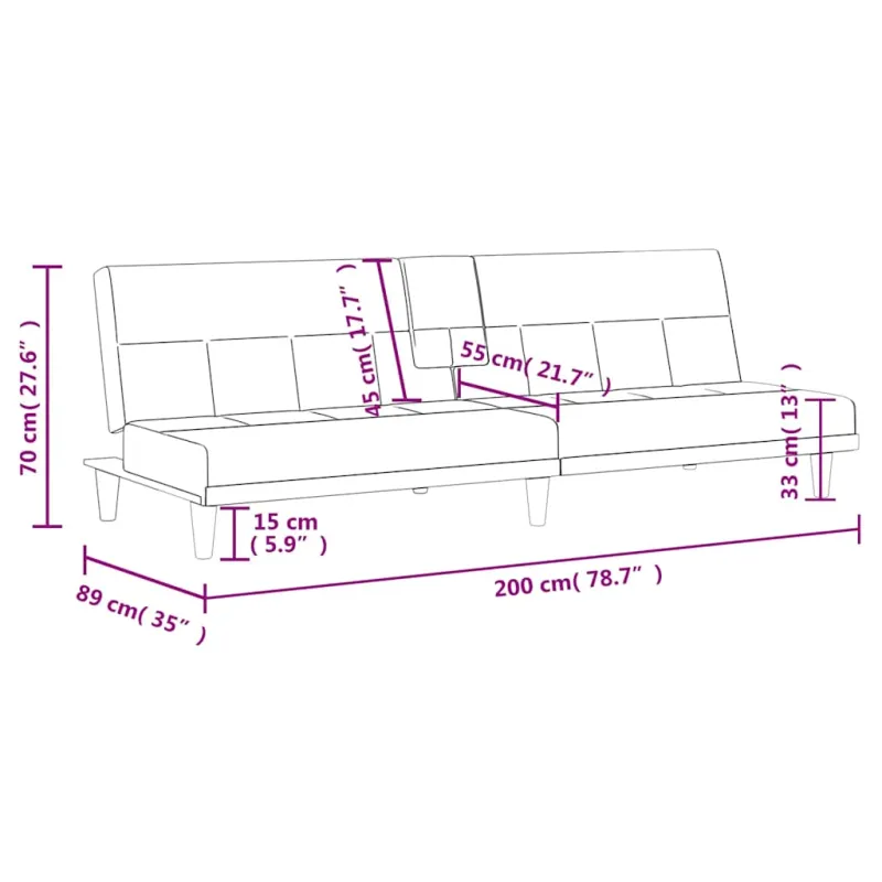 Sofa-lova su puodelių laikikliais, taupe spalvos, audinys