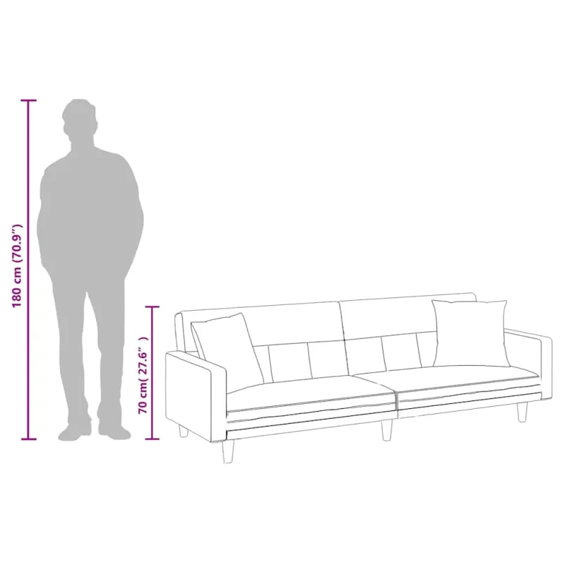Sofa-lova su pagalvėlėmis, juodos spalvos, audinys