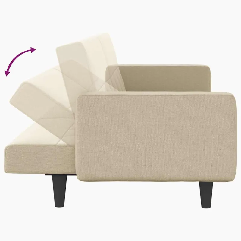 Sofa-lova su pagalvėlėmis, kreminės spalvos, audinys