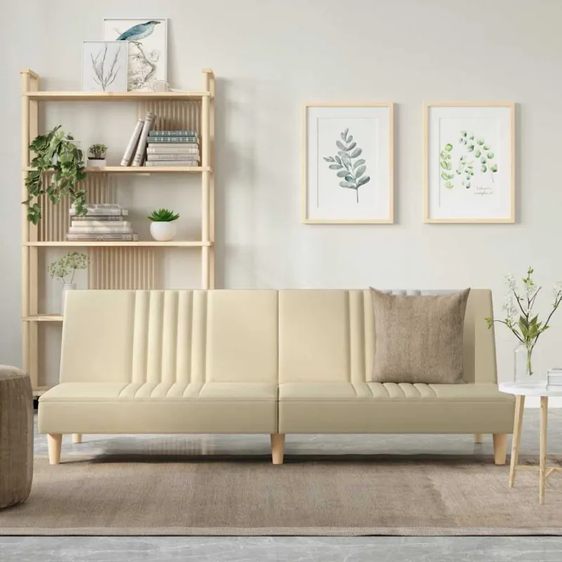 Sofa-lova, kreminės spalvos, audinys