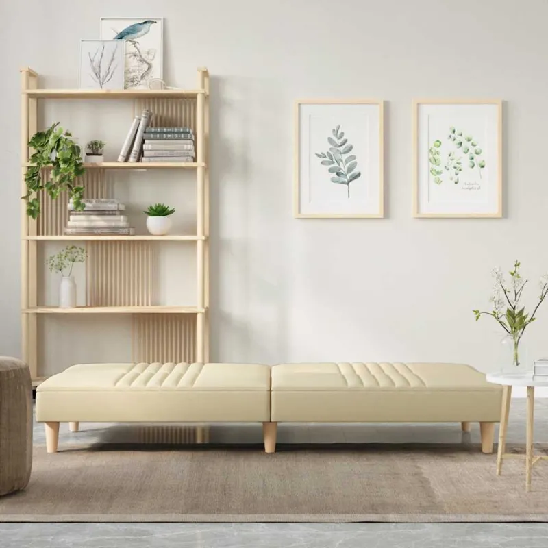 Sofa-lova, kreminės spalvos, audinys