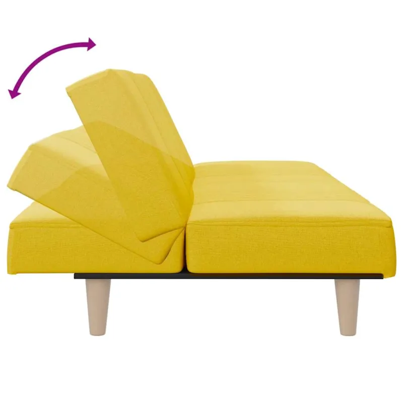 Dvivietė sofa-lova, šviesiai geltonos spalvos, audinys