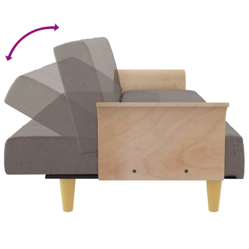 Sofa-lova su porankiais, taupe spalvos, audinys