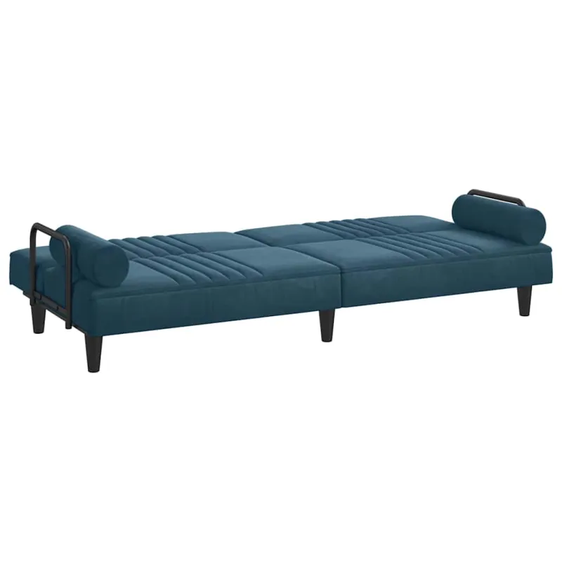 Sofa-lova su porankiais, mėlynos spalvos, aksomas