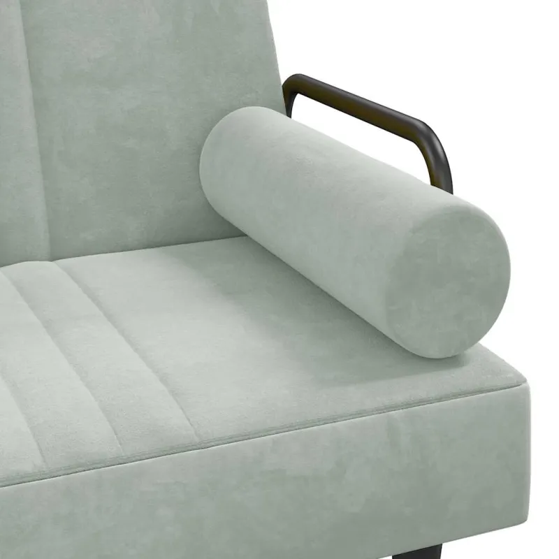 Sofa-lova su porankiais, šviesiai pilkos spalvos, aksomas