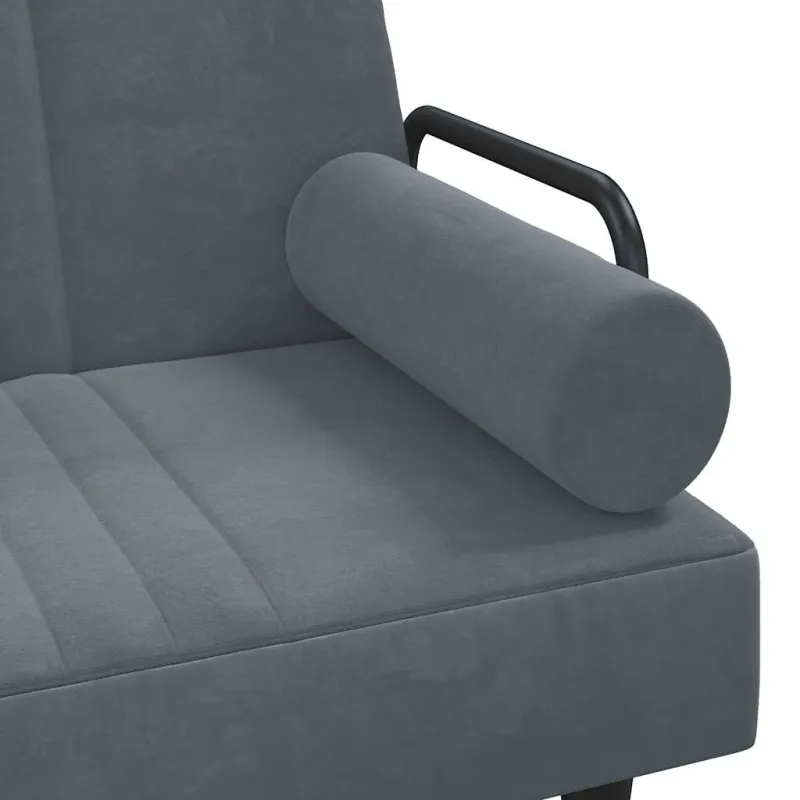 Sofa-lova su porankiais, tamsiai pilkos spalvos, aksomas
