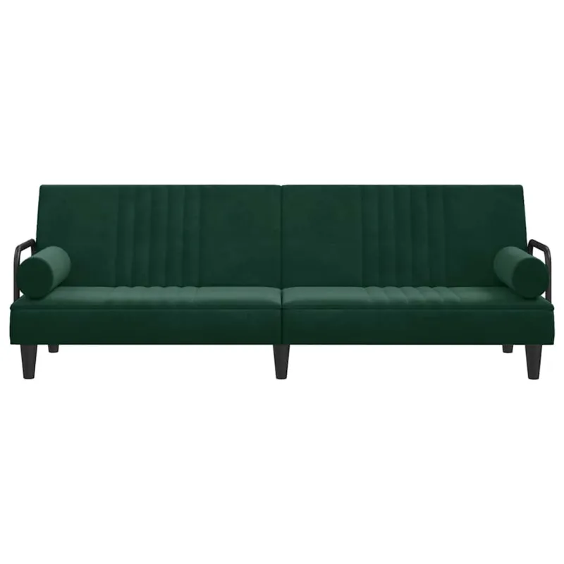 Sofa-lova su porankiais, tamsiai žalios spalvos, aksomas