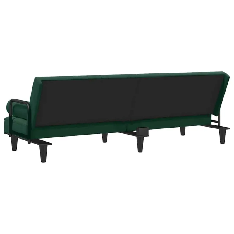 Sofa-lova su porankiais, tamsiai žalios spalvos, aksomas