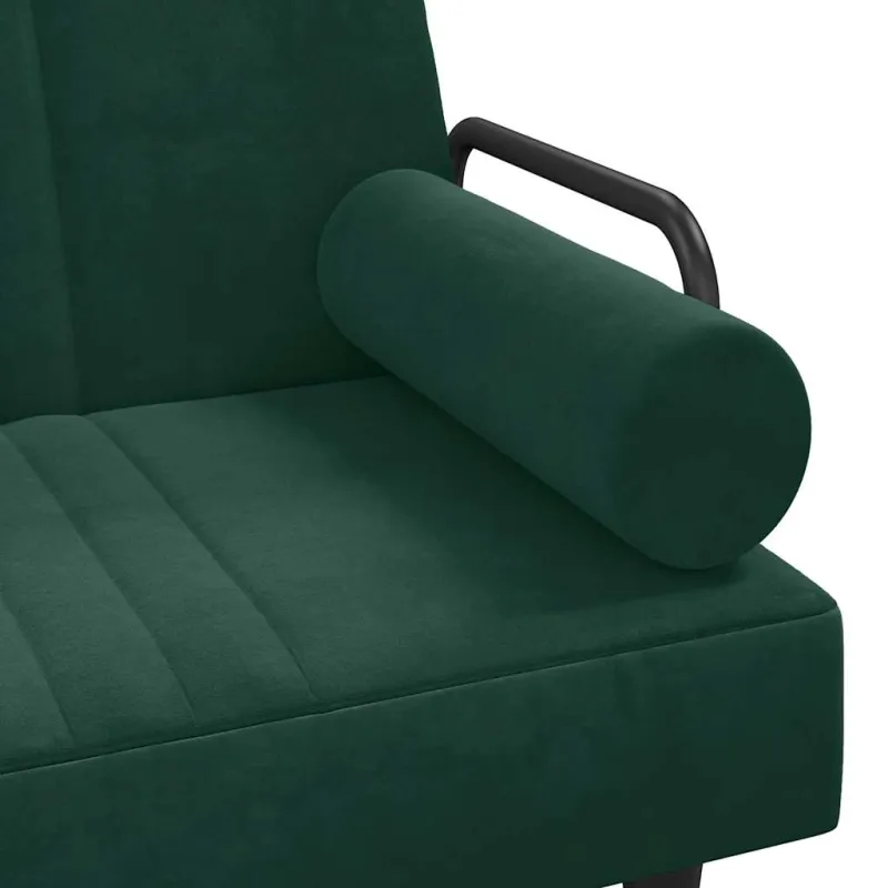 Sofa-lova su porankiais, tamsiai žalios spalvos, aksomas