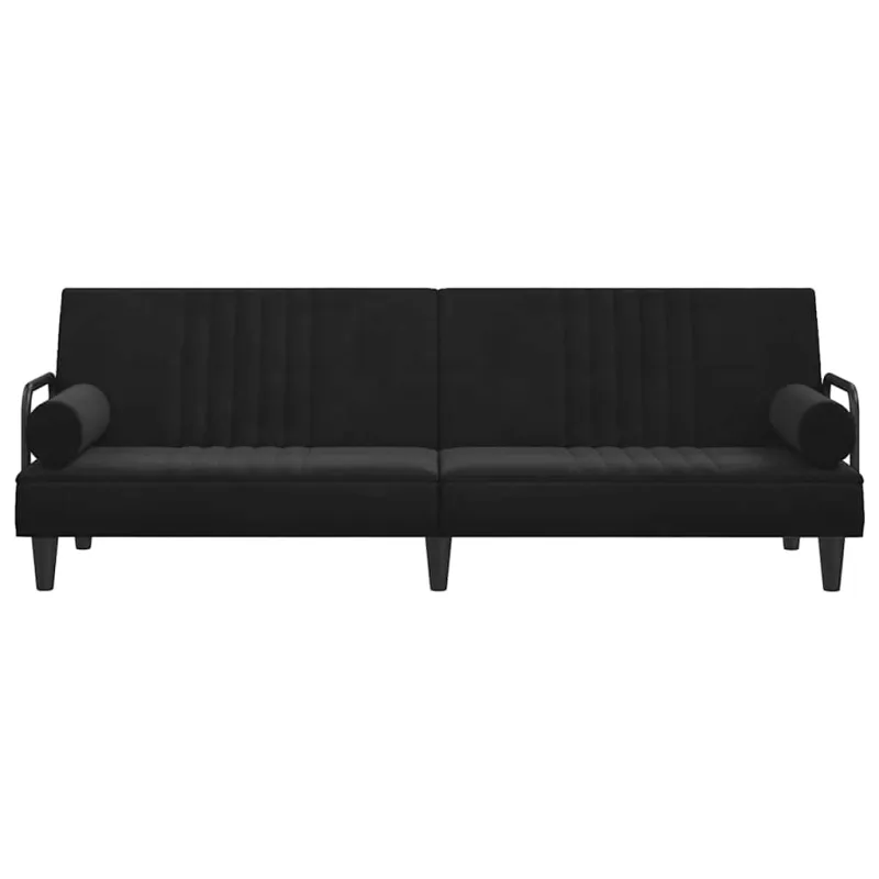 Sofa-lova su porankiais, juodos spalvos, aksomas