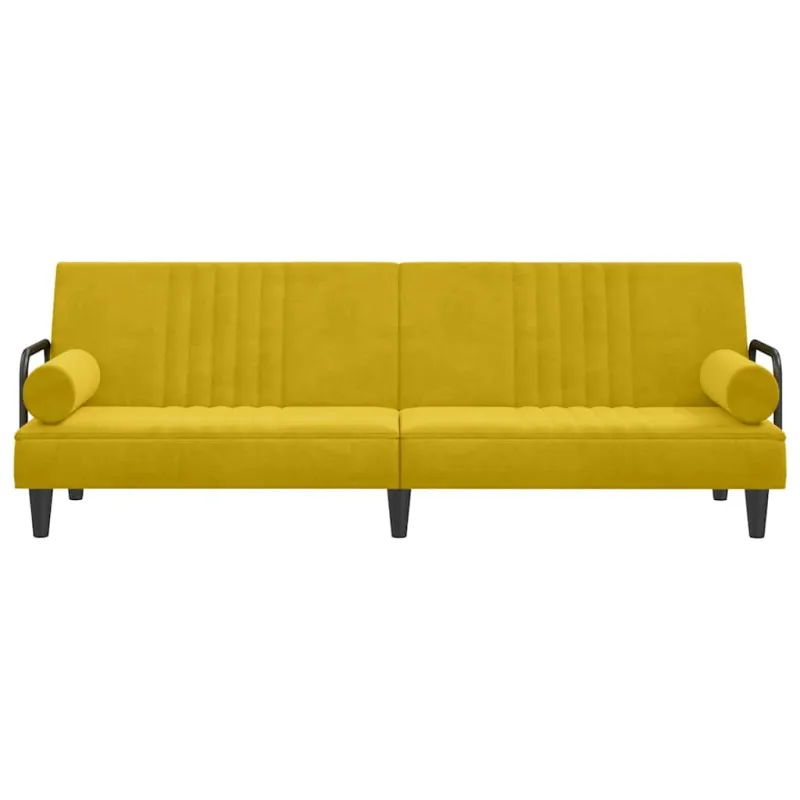 Sofa-lova su porankiais, geltonos spalvos, aksomas