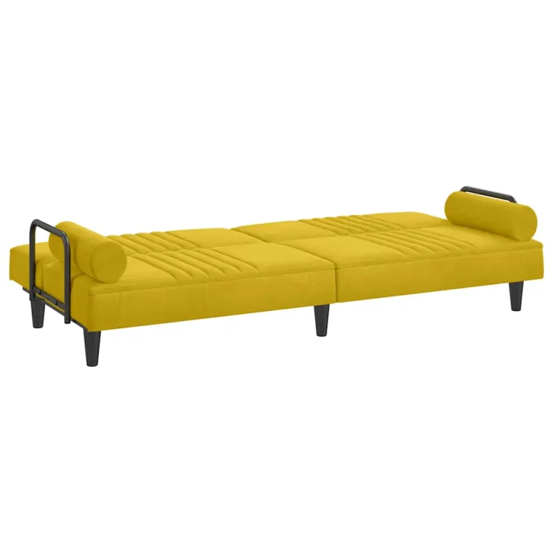 Sofa-lova su porankiais, geltonos spalvos, aksomas